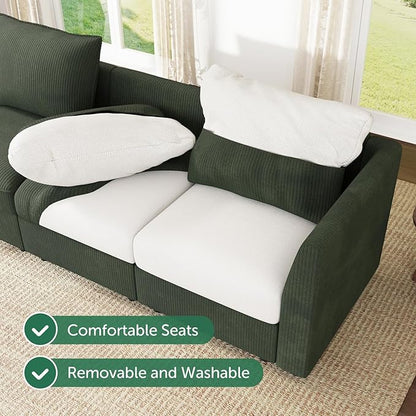 HONBAY Modular Sectional Sofa with Storage L Shaped Sectional Sofa, Convertible Couches for Living Room - Green