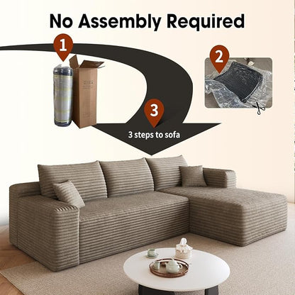 AUGOP 96" Sectional Couches for Living Room Modern Modular Sofa with L-Shape Couchs Upholstered Boneless Couch Deep Seat Sectional Couch with Chaise (Camel, 96" Right Facing Chaise+2Seaters)
