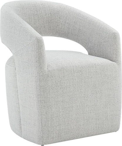 KISLOT Upholstered Dining Chairs with Casters Modern Barrel Armchair with Rollers for Diningroom Bedroom Livingroom Reading Room,Milk