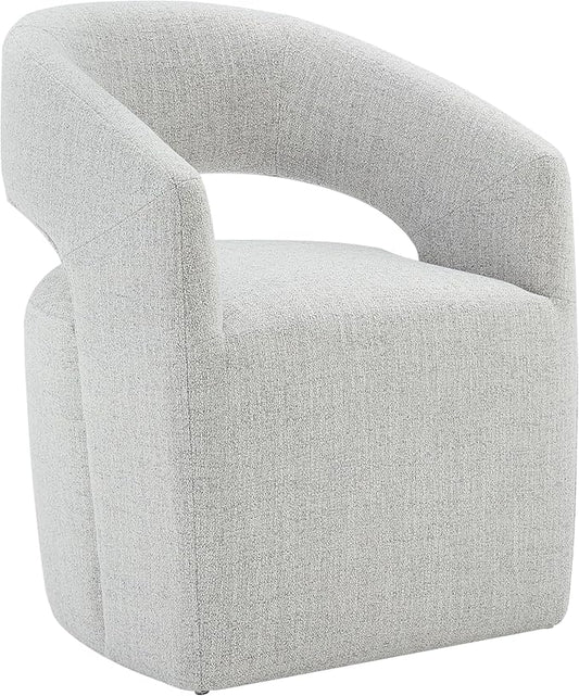 KISLOT Upholstered Dining Chairs with Casters Modern Barrel Armchair with Rollers for Diningroom Bedroom Livingroom Reading Room,Milk