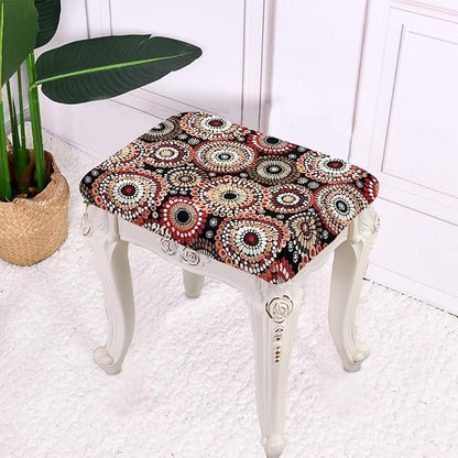 Boho Floral Bar Stool Covers Rectangle Set of 2 Stretch Barstool Seat Covers Bar Stool Chair Covers Rectangle Removable Bar Stool Seat Covers Bench Covers Slipcover Vanity Chair Cover