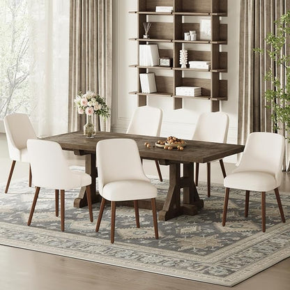 MALOL Dining Room Chair Set of 4, Upholstered Kitchen Chairs with Wood Legs, High-Back Padded Dining Chairs for Dining Room/Restaurant/Cafe, Beige