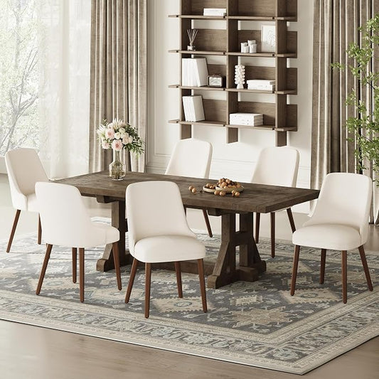MALOL Dining Room Chair Set of 4, Upholstered Kitchen Chairs with Wood Legs, High-Back Padded Dining Chairs for Dining Room/Restaurant/Cafe, Beige