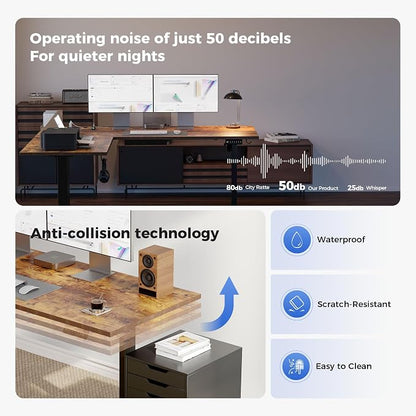 Agilestic Electric L Shaped Standing Desk 75 x 61 Inch with Power Outlet, Height Adjustable Corner Stand up Desk with Cable Management,Sit Stand Home Office Workstation with Splice Board, Rustic Brown