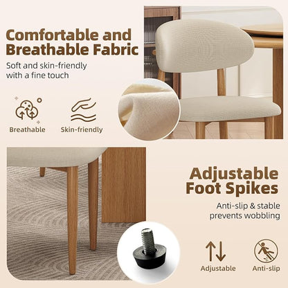 Dining Chairs Set of 6, Modern Fabric Upholstered Dining Room Chair MetalKitchen Chairs, Farmhouse Dinner Chair for Kitchen Dining Room, Beige