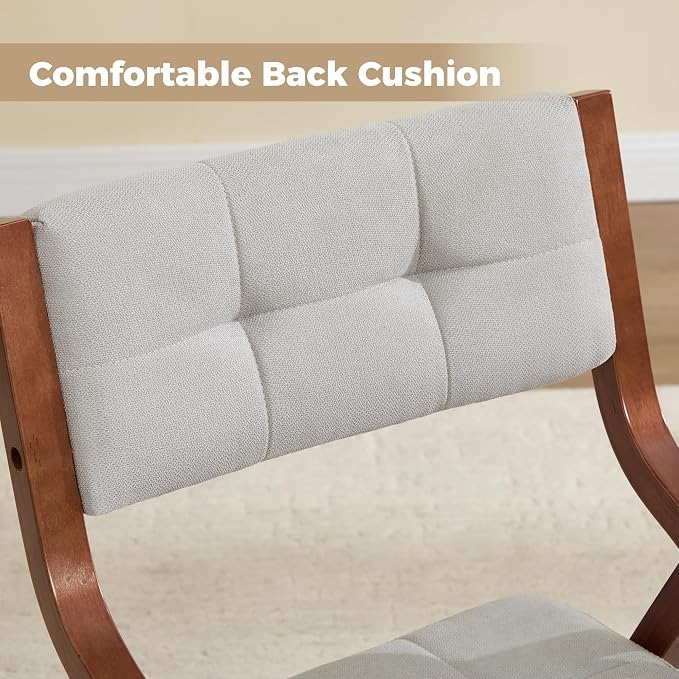 Folding Chairs with Cushion Set of 4,Padded Foldable Dining Chairs,Portable Wooden Folding Dining Chairs for Dining Room Kitchen Wedding Party Indoor Linen Walnut Lightgrey