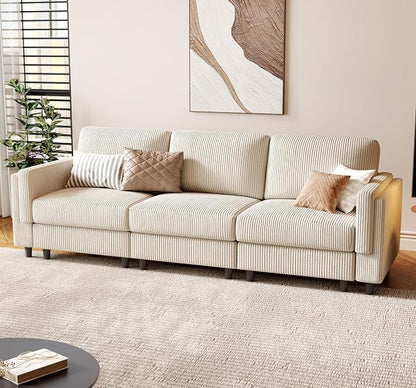 KKL Modular Sectional Sofa Bed with Storage Ottoman, Convertible L/U-Shaped Sleeper Couch for Living Room, Modern Reversible Design(Beige,3 Seat Sofa)