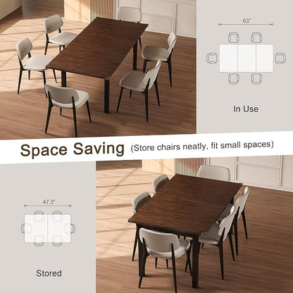 Einhomn Modern Extendable Dining Table for 4-6, 63" Farmhouse Kitchen Table, Rectangular Dining Room Tables for Dining, Kitchen, Office, Living Room, Wooden Tables, Space Saving (Espresso)