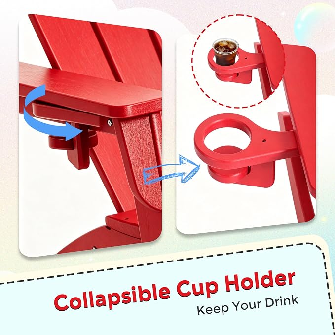 Costaelm Palms 3-Piece Kids Table and Chairs Set with Modern Toddler Rocking Chairs and Cup Holders, Red