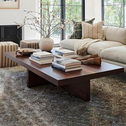 Solid Wood Coffee Table,Rustic Square Centre Table,Farmhouse Living Room Table,2”Thick Tabletop for Living Room,Office