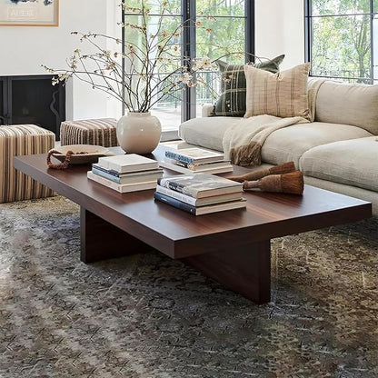 Solid Wood Coffee Table,Rustic Square Centre Table,Farmhouse Living Room Table,2”Thick Tabletop for Living Room,Office