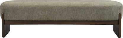 Christopher Knight Home Arden Minimalist Loop Yarn Fabric Dining Bench, Wooden Entryway Ottoman Bench, Modern Living Room Sofa Ottoman Footrest, Bedroom End of Bed Bench, Dark Green+Brown