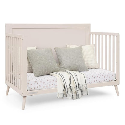 Delta Children Lola 6-in-1 Convertible Crib - Converts from Baby Crib to Toddler Bed, Daybed, Sofa Bed and Full-Size Bed with and Without Footboard, Fits Standard Full-Size Crib Mattress, Soft Beige