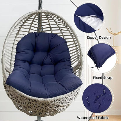 Waterproof Egg Chair Cushion Replacement for Patio Hanging Basket,Large U Shape, No Slip Outdoor Floral Wicker Egg Chair Cushions for Garden Proch Balcony Backyard,47"*35" Flower