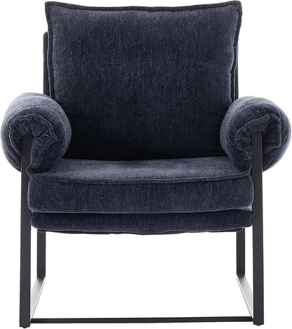 YISHENG Accent Chair with 6-Angle Adjustable Backrest, Fabric Living Room Chair Upholstered Lounge Chair, Modern Chair Cozy Reclining Chair for Reading Room, 1PC Dark Blue