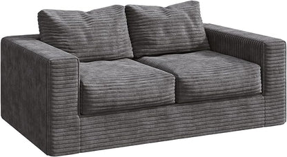 WLIVE 64'' Boneless Loveseat, Couches for Living Room, Bean Bag Couch for Adults, with Pillows, Giant Floor Couch, Plush Sofa, Grey, Loveseat
