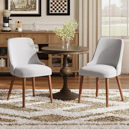 MALOL Dining Room Chair Set of 2, Upholstered Kitchen Chairs with Wood Legs, High-Back Padded Dining Chairs for Dining Room/Restaurant/Cafe, Light Grey