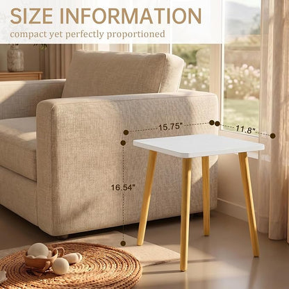 FORAOFUR Small Side Table, Modern Wood Mini Coffee Table, Easy Assembly Compact End Table for Living Room Bedroom Sofa, Minimalist White Accent Furniture for Small Spaces