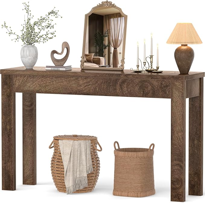 Armocity Console Table, 47" Farmhouse Wood Entryway Table, Sofa Tables Narrow Long Behind Couch, Entry Table for Entrance, Hallway, Living Room, Cracked Oak