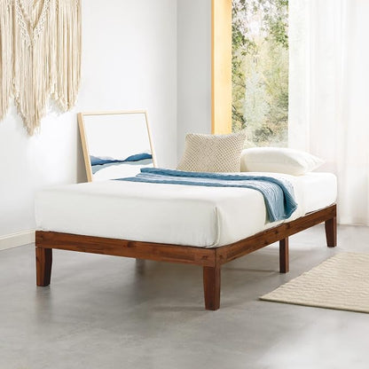 Mellow Naturalista Classic 12-Inch Solid Wood Platform Bed | Wooden Slats, No Box Spring Needed, Easy Assembly | Twin, Espresso
