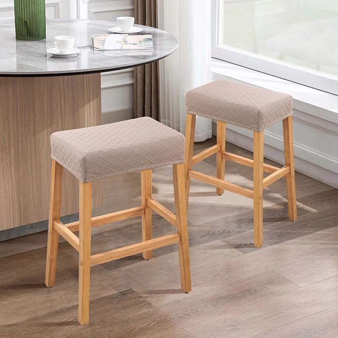 YISUN Stool Covers Rectangle - 2 Pack Stretch Waterproof Saddle Seat Cover Counter Bar Stools Bar Chairs Covers Kitchen Island Chairs Cushion Protector