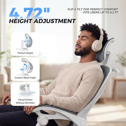 CYKOV Ergonomic Office Chair with Footrest - Adjustable Lumbar Support & Headrest, 90-135° Reclining Mesh Back Computer Chair - Home Office/Gaming, 350lbs Capacity