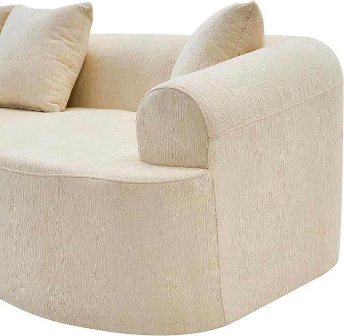 Curved Boneless Sofa Couches 4-Seat Tight Backrest Couch for Living Room Bedroom, Boneless Cloud Sofa with 4 Pillows, Floor Sofa in A Box No Assembly Required