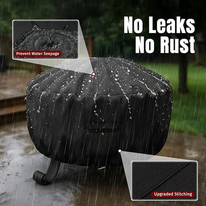 SHINESTAR Fire Pit Cover Round, Fits for 44-48 Inch Fire Pit Table, 600D Heavy Duty Fabric, Waterproof and Windproof, 48" D x 24" H, Black