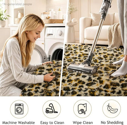 Ophanie 6x9 Leopard Rugs for Living Room Bedroom, Large Cheetah Print Rug Fluffy Shag Fuzzy Plush Soft Throw,Large Shaggy Floor Big Faux Animal Throw Carpets,Home Decor Aesthetic