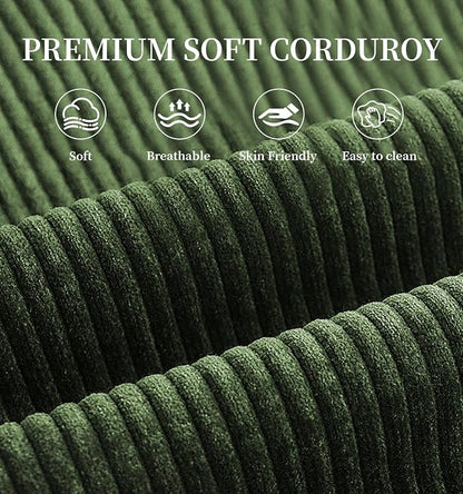75” Full Size Convertible Sleeper Sofa Bed, Boneless Folding Futon Loveseat Sofa with 2 Pillows, High Density Foam Compressed Foldable Guest Couch for Living Room Apartment (Green Corduroy)