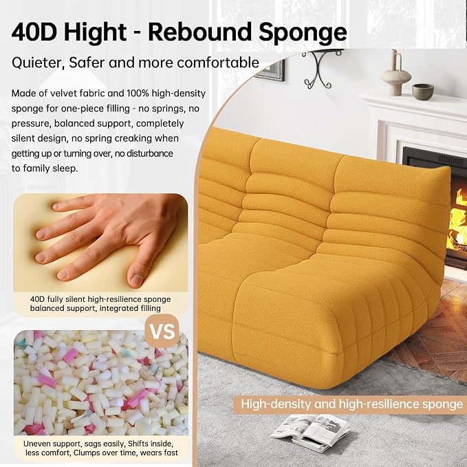 WHGBJA Bean Bag Chairs for Adults with Memory Foam Couch, Loveseat Sofa Chair for Bedroom, Living Room, Reading, Gaming Floor Sofa Couch, Boneless, Comfy