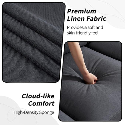 Modern 3 Seater Sofa for Living Room with Soft Deep Seats, Sofa 3 Seater in Linen, Upholstered Apartment Sofa with Armrests, Comfy Cozy Sofas for Bedroom (Linen, Dark Grey)