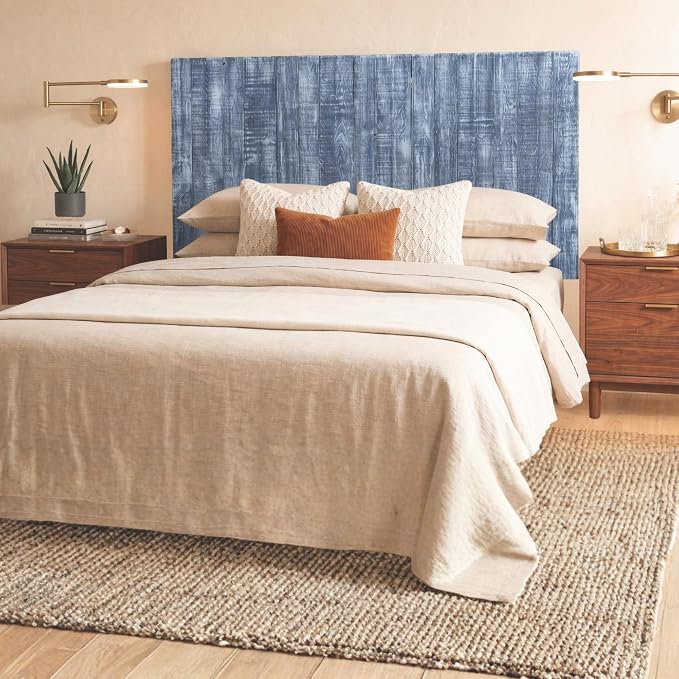 Barn Walls Twin Wood Headboard - Blue Stonewash Farmhouse Design - Wall Mounted Floating Headboard for Twin Bed - Handcrafted Solid Wood - Easy No-Drill Installation
