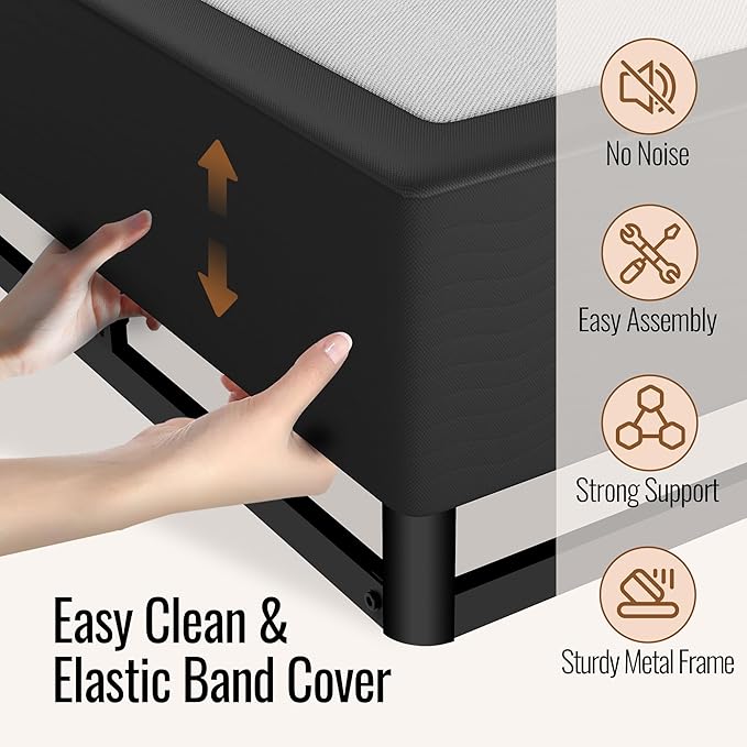 Twin Size 5 Inch Box Spring - Heavy Duty Metal Mattress Foundation (2500lbs Capacity), Noise-Free, Easy Assembly