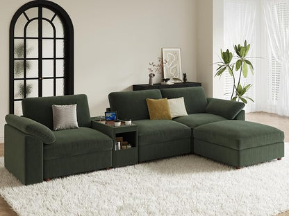EASE MOOSE Oversized L Shape Sectional Modular Sofa, Extra Large Deep Seat Couch Modular Removable Washable Sectional Couch,Green