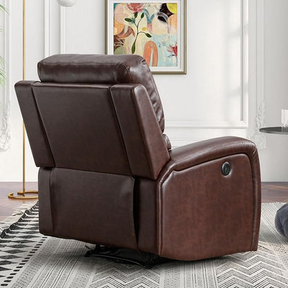 HAOMARKETS Electric Recliner Chair, Soft PU Leather Power Recliners with Padded Backrest, Single Overstuffed Heavy Duty Reclining Sofa for Living Room Bedroom, Brown