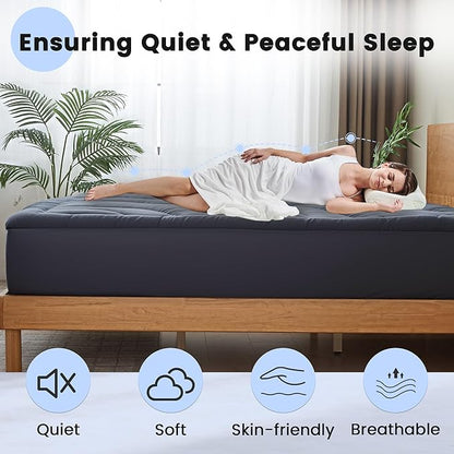 Waterproof Mattress Pad Queen, Quilted Fitted Queen Mattress Topper, Five-Layers Noiseless Mattress Protector Cover with 8"-21" Deep Pocket, Machine Washable, Grey, 60x80