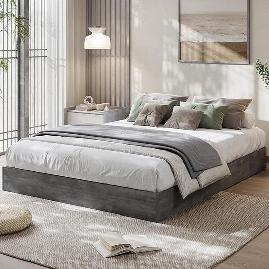 GarveeHome Full Size Wood Platform Bed Frame,Wooden Bed Frame Without Headboard, Wood Slat Support,No Box Spring Needed, Easy Assembly