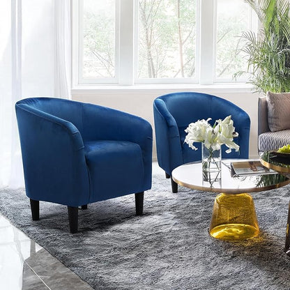 Topeakmart Velvet Accent Chair, Modern Club Chair Upholstered Armchair with Solid Legs Comfy Sofa Chair for Living Room/Bedroom/Waiting Room, Navy Blue