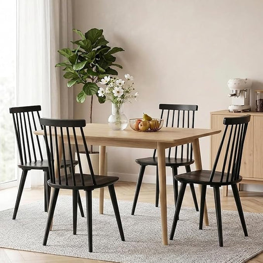 DUHOME Dining Chairs Set of 4 Wood Dining Room Chair Black Spindle Side Kitchen Room Country Farmhouse Chairs Black