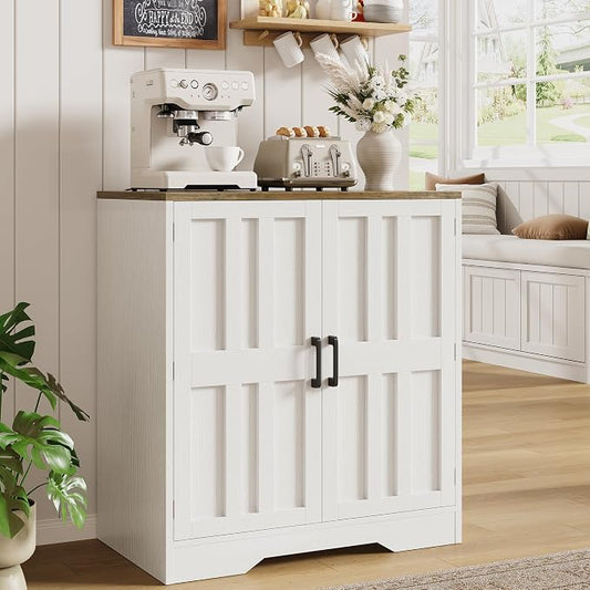 Sideboard Buffet Cabinet, Modern Farmhouse Kitchen Storage Cabinet, Small Modular Accent Cabinet Coffee Station Bar Media Console Table Credenza for Kitchen Dining Room, Living Room Entryway Hallway