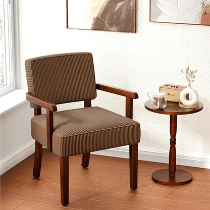 FAGAGA Corduroy Accent Chair, Mid Century Modern Armchairs with Solid Wood Frame, Oversized Reading Leisure Chair for Living Room, Bedroom (Corduroy Brown, One Chair)