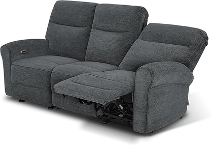 MCombo 87.8" Wall Hugger Power Reclining Sofa with Drop Down Table, 3-Seater Recliner Couch for Small Spaces Living Room RV, USB Ports, Fabric PR635M3 (Dark Grey)