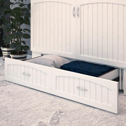AFI, Southampton Murphy Bed Chest Queen with 6" Mattress, Storage Drawer & Built-in USB Charger, White