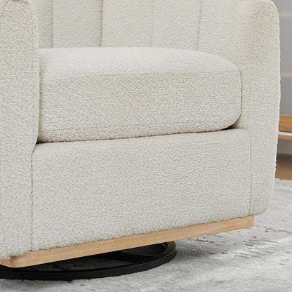 Swivel Barrel Chair Set of 2, 360 Degree Round Swivel Accent Chair for Living Room, Mid Century Modern Upholstered Accent Chair,Comfy Tufted Sofa Armchairs for Bedroom,Nursery,Boucle,Ivory