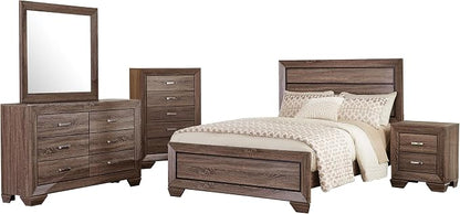 Coaster Home Furnishings Kauffman Transitional 5-Piece Bedroom Set California King Size Panel Bed Frame 54-inch Headboard Washed Taupe 204191KW-S5