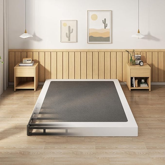 EMODA 5 Inch Full XL Box Spring, 3000 LBS Heavy Duty Metal XL Full Mattress Foundation with Fabric Cover, Easy Assembly, Black
