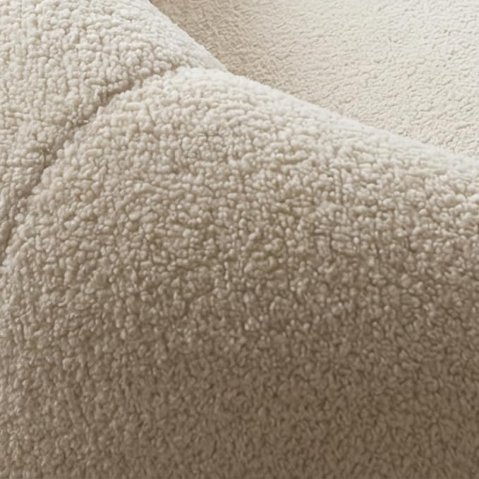 Sofa 2 Seater Modern Boneless Sofa with Deep Seat, Sherpa Boucle Cloud Couch for Living Room, Cozy Teddy L-Shaped Couches, No Assembly, Brown, Sofa 2 Seater