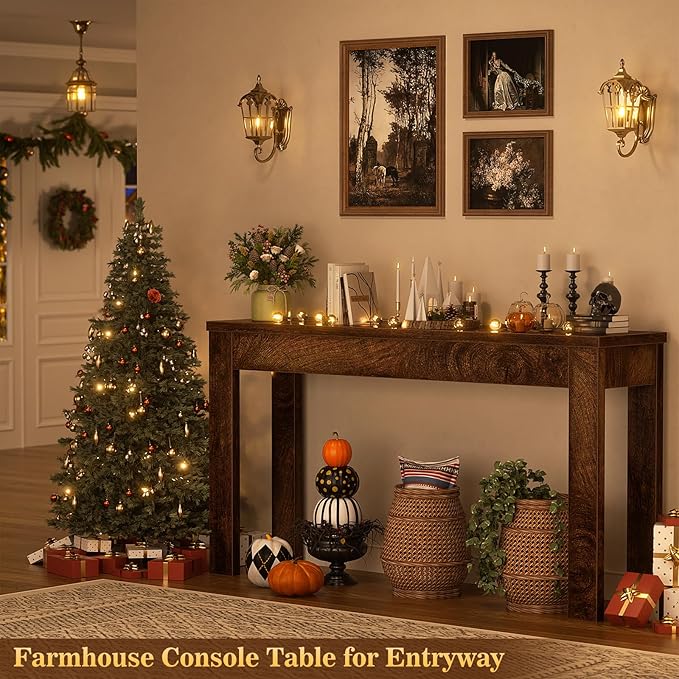 Armocity Console Table, 47" Farmhouse Wood Entryway Table, Sofa Tables Narrow Long Behind Couch, Entry Table for Entrance, Hallway, Living Room, Cracked Oak