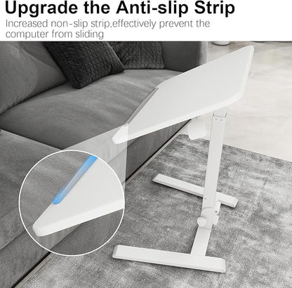 PUNCIA 25" Mobile Folding Desk, No Assembly Required Pneumatic Sit-Stand | Adjustable Height Laptop Table, 0-90° Tilt Top Computer Cart for Home Office, Small Space, Bedroom and Dorm, White